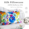 Floral Mulberry Silk Pillowcase with Zipper
